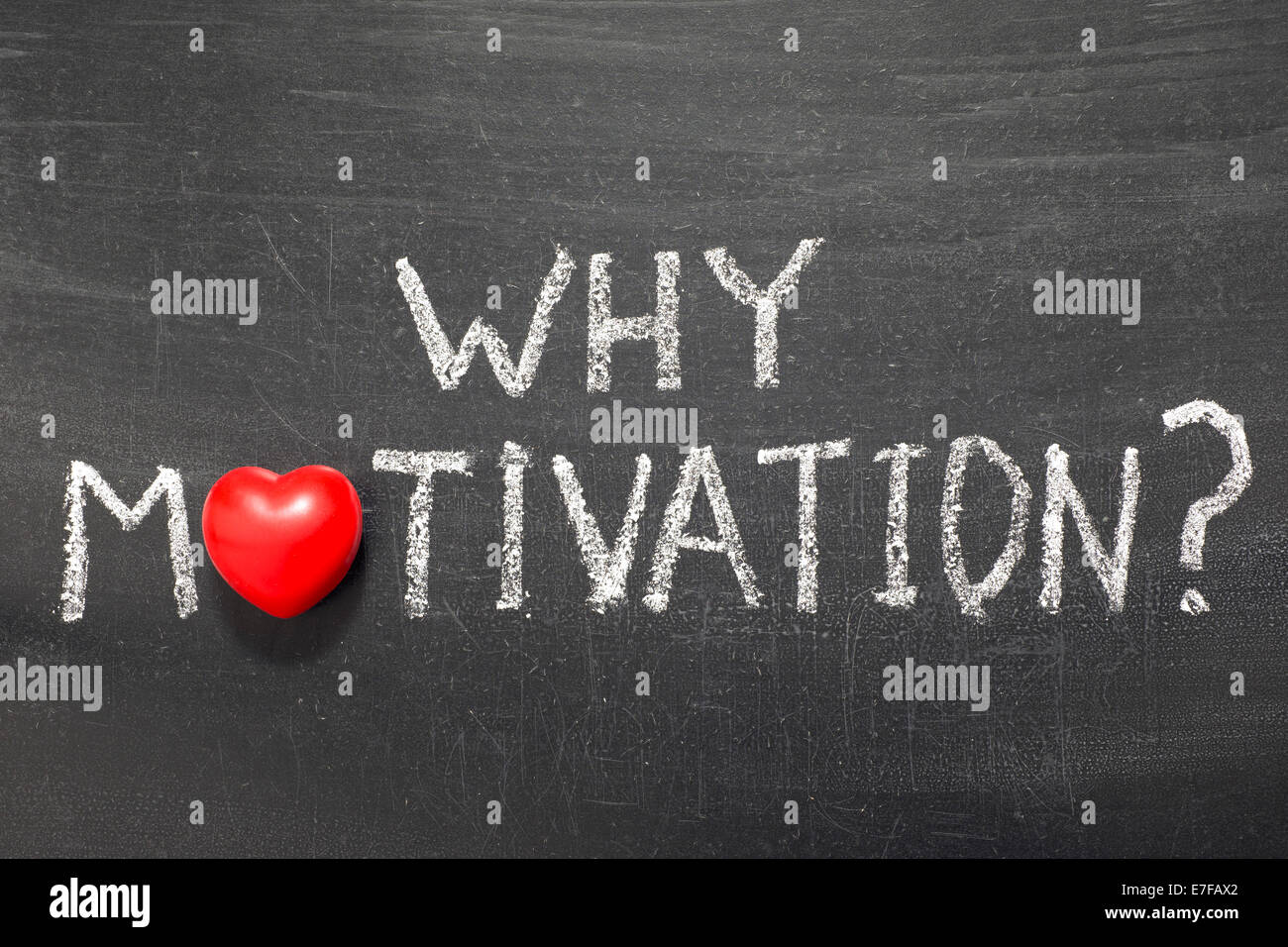 Warum Motivation Frage handschriftlich auf Schultafel Stockfoto