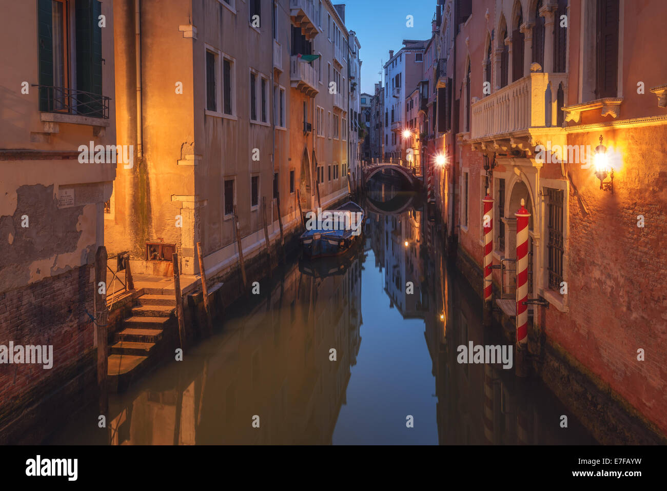 Venedig-Straße am Abendzeit Stockfoto