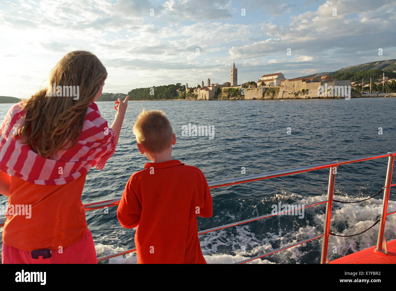 Boot Reise, Stadt Rab, Insel Rab, Kvarner Bucht, Kroatien Stockfoto
