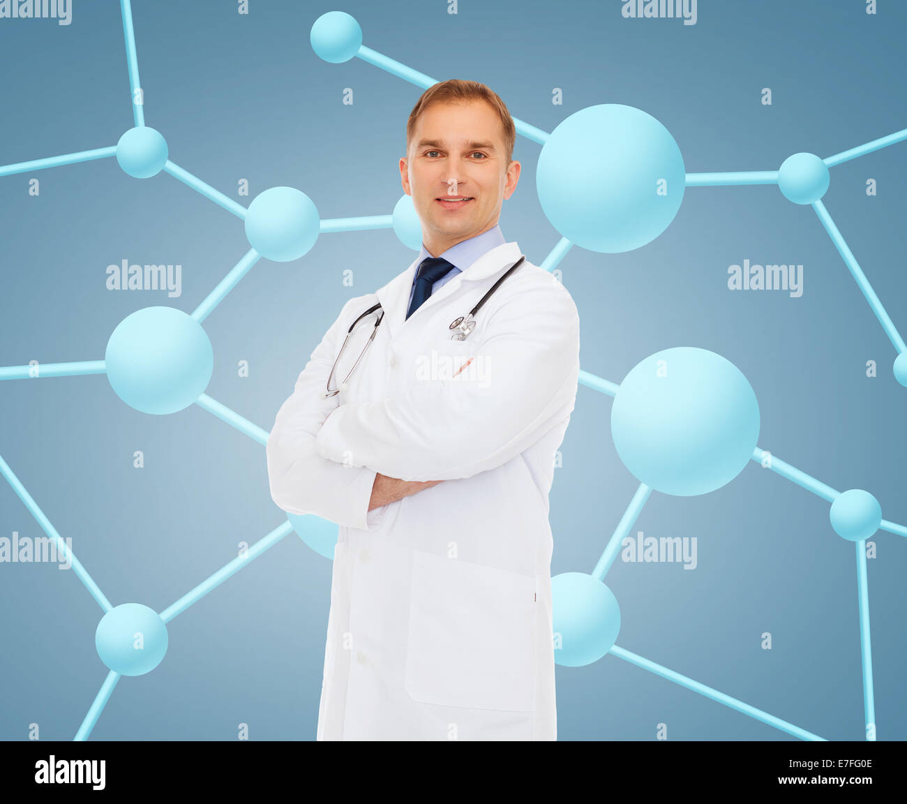 lächelnd männlichen Arzt mit Stethoskop Stockfoto