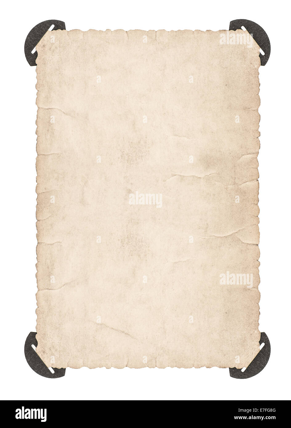 alte Fotokarte mit Ecke isoliert auf weißem Hintergrund. Retro-Stil-Fotorahmen Stockfoto