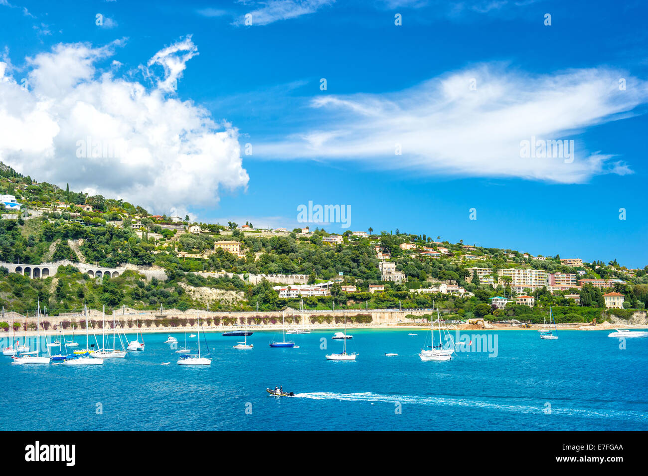 Côte d ' Azur, Blick auf Luxus-Resort und die Bucht von Villefranche-Sur-Mer in der Nähe von Nizza und Monaco Stockfoto