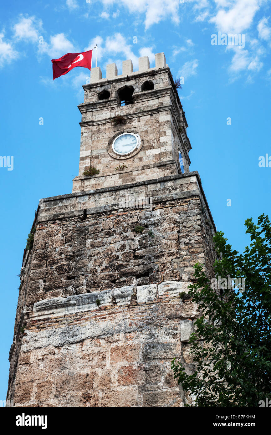 Osmanische Ära Uhrturm in Antalya. Stockfoto