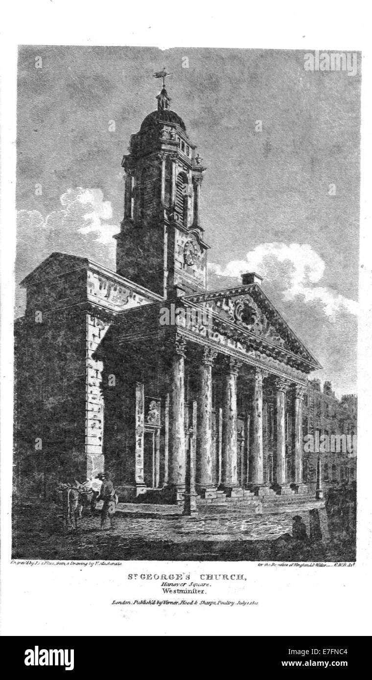 Brayley(1820) p4.071 - Str. Georges Kirche Hanover Square, Westminster Stockfoto