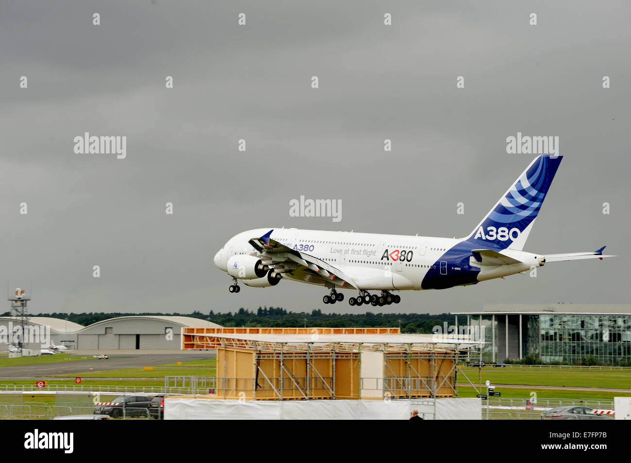 Airbus A380 in Farnborough Air Show 2012 (Landung) Stockfoto