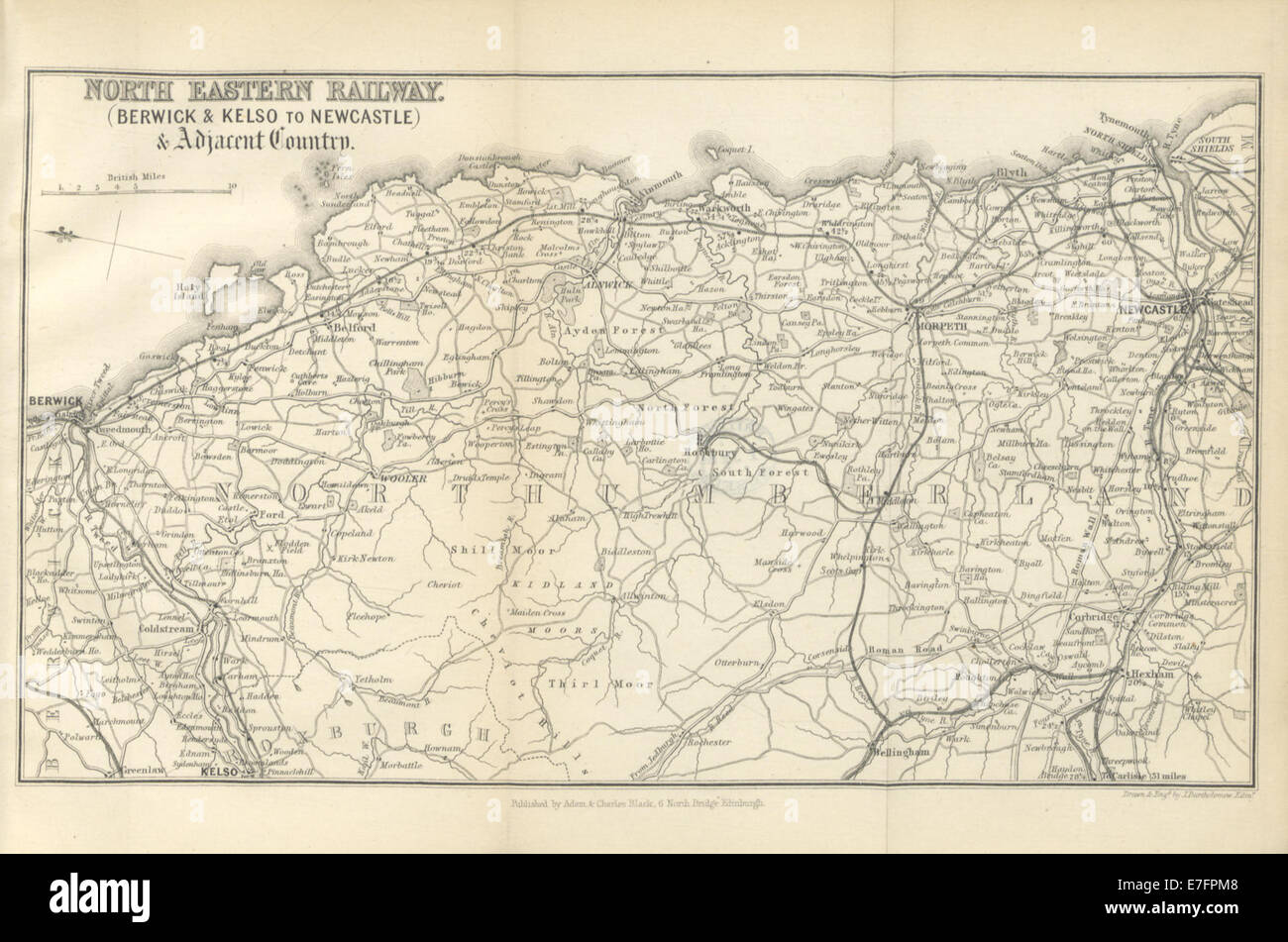 EW(1884) p.621 - Ostern Nordgleis - Berwick und Kelso nach Newcastle - A C schwarz (Kneipe) Stockfoto