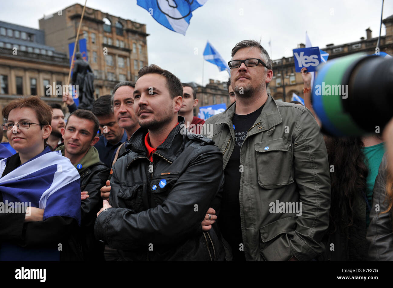 Glasgow, Schottland. 16. September 2014. Schottische Unabhängigkeit Rallye. Schauspieler Martin Compston unter der Menge an Ja Kampagne Unabhängigkeit Rallye Credit: Tony Clerkson/Alamy Live News Stockfoto