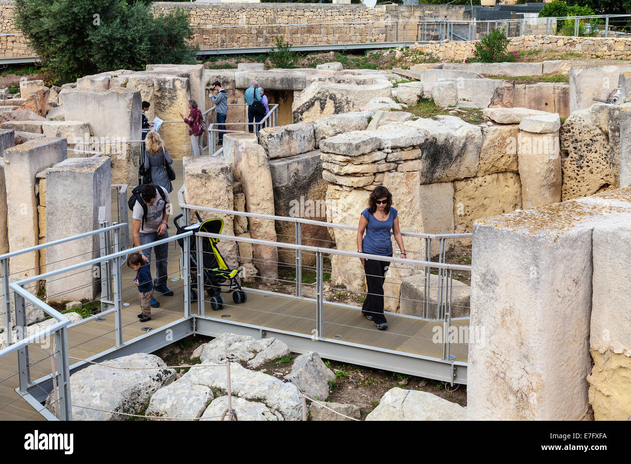 Hagar Qim, alten megalithischen Tempel von Malta, ist ein UNESCO-Weltkulturerbe auf dem Inselstaat Malta. Stockfoto