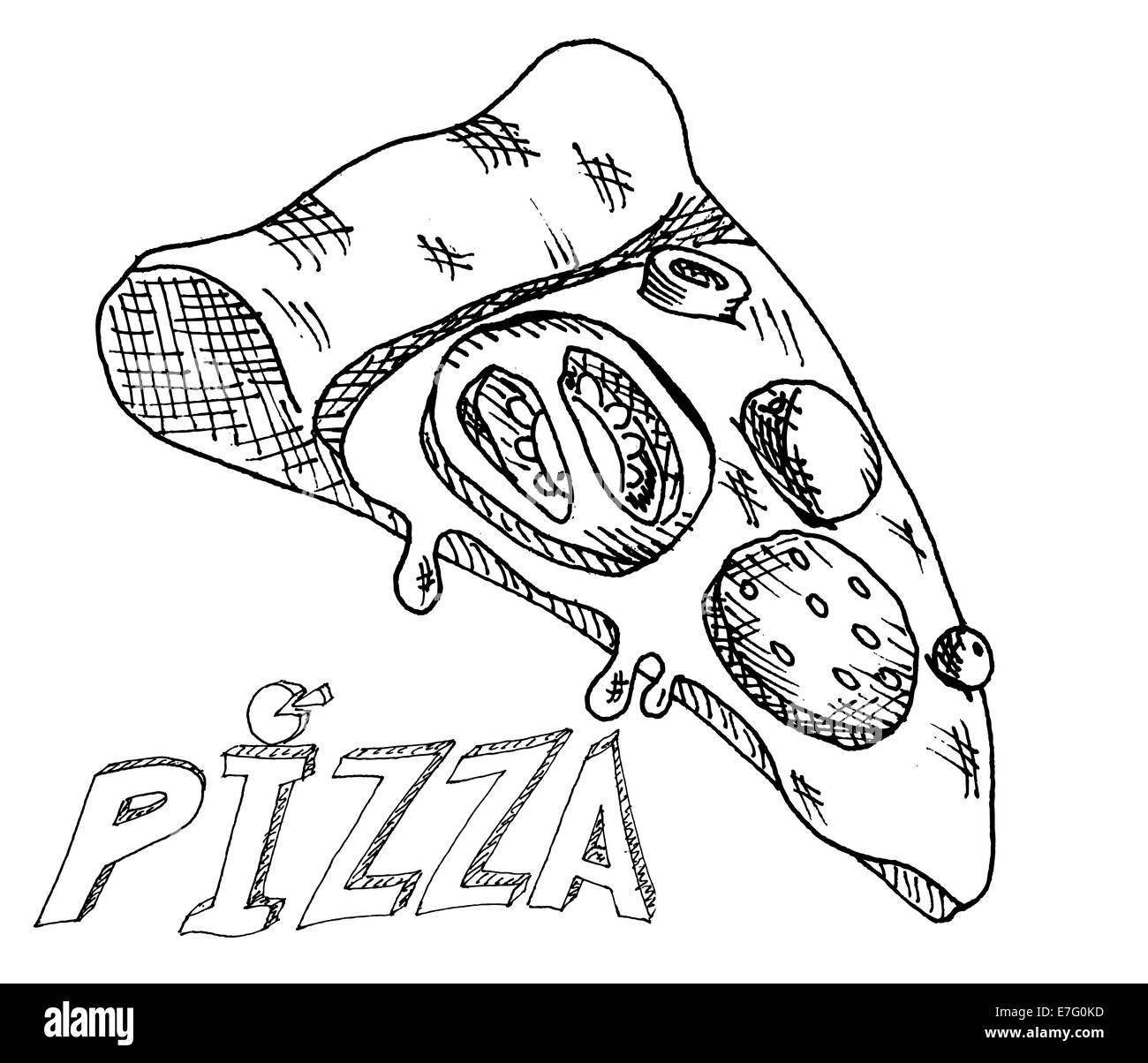 Hand-Zeichnung-pizza Stockfoto