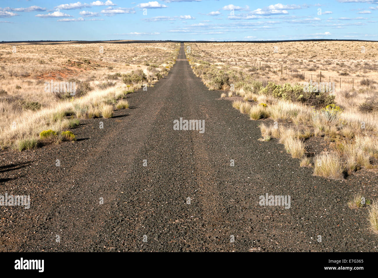 Einem verlassenen und vergessenen Abschnitt der Route 66 in Arizona östlich der Painted Desert National Park. Stockfoto