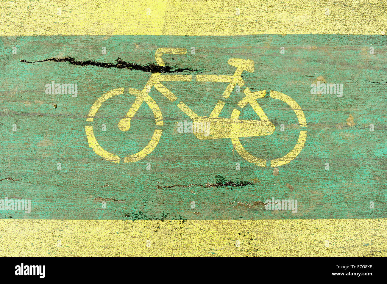 Detail mit einer verschlechterten Fahrradweg Stockfoto