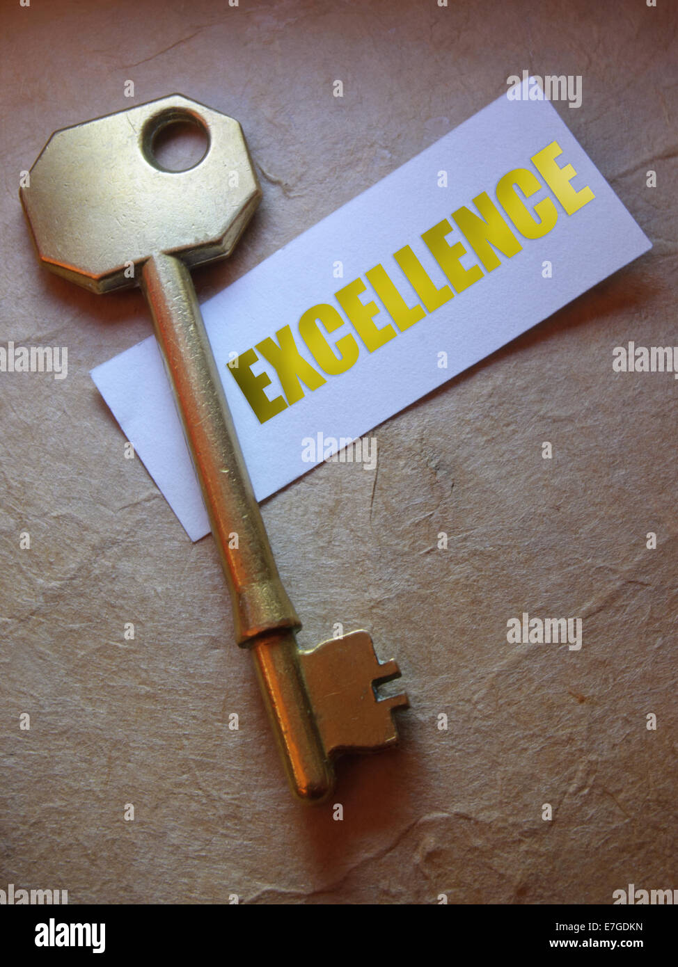 Exzellenz-Label mit goldenen Schlüssel Stockfoto