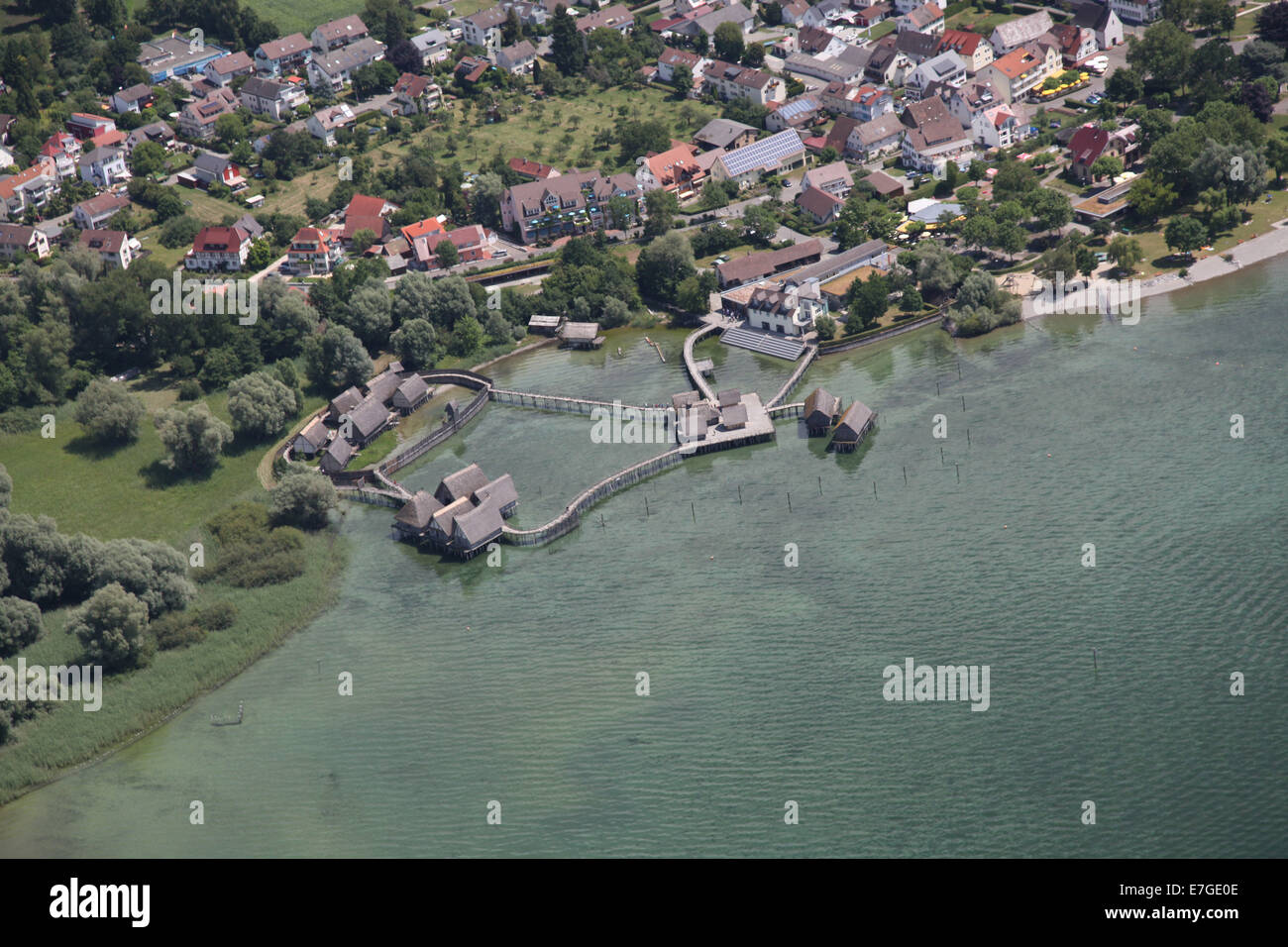 27.06.2014, befindet sich der Pfahlbaumuseums Unteruhldingen am Bodensee, ein archäologisches Freilichtmuseum mit einem angeschlossenen Museum. Stockfoto