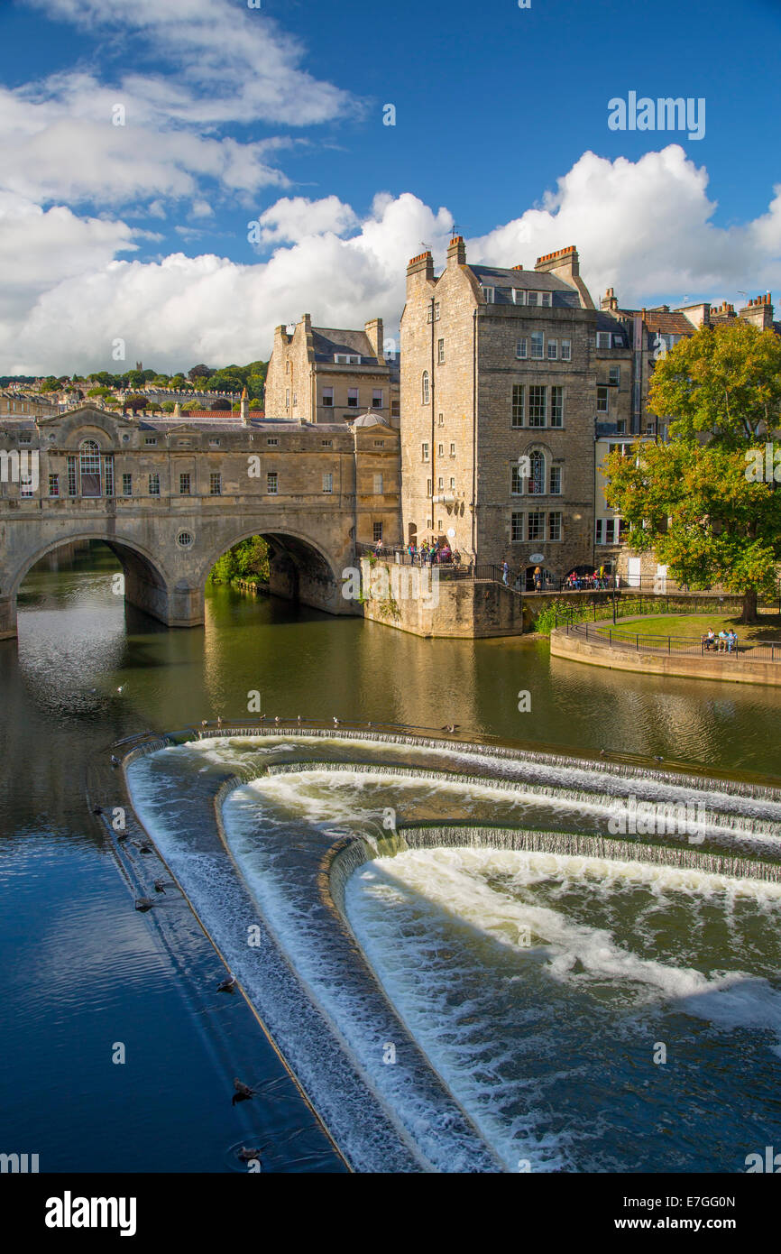 Pulteney Brücke über den Fluss Avon, Bath, Somerset, England Stockfoto