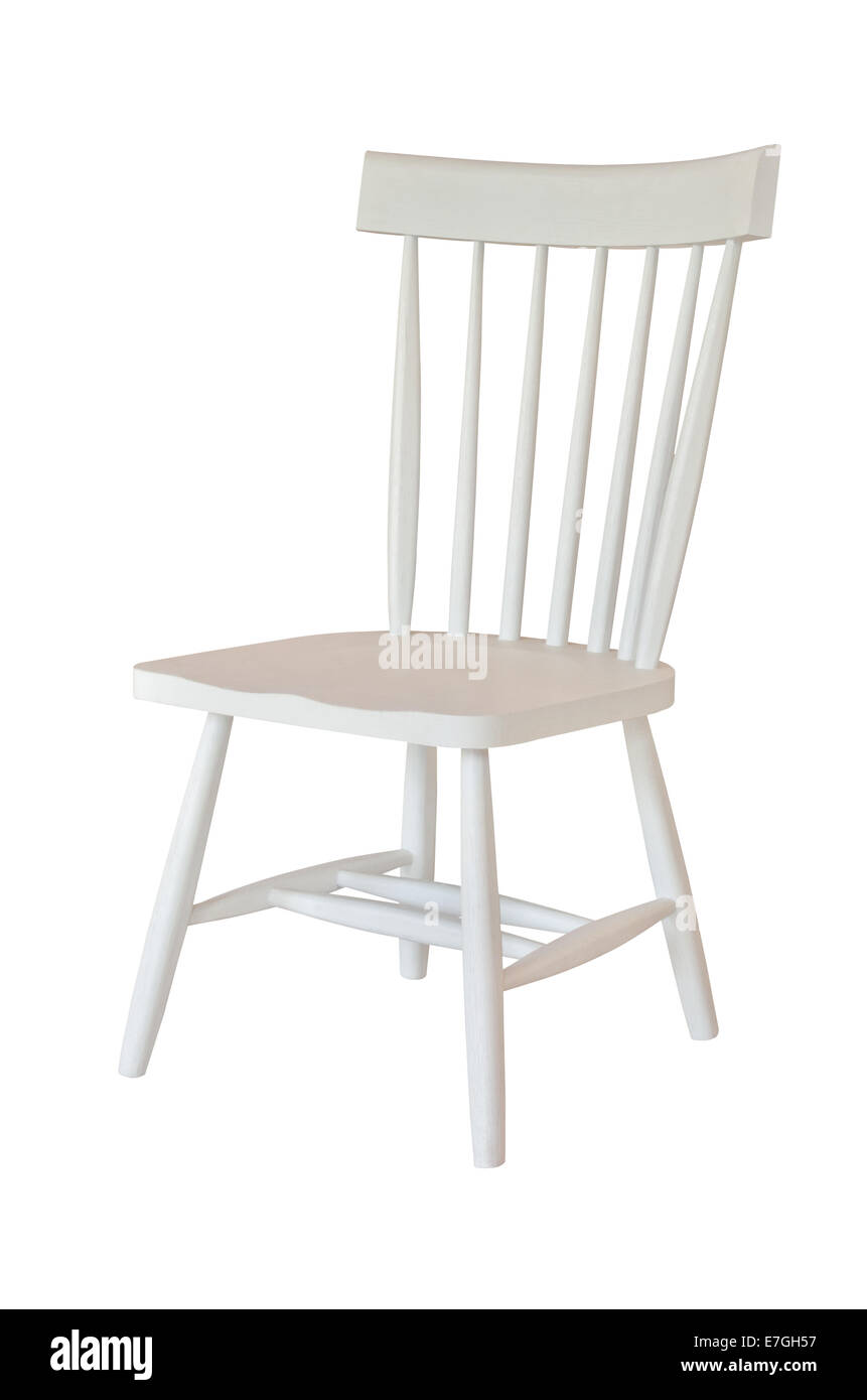 Weißer Stuhl isoliert auf weiß Stockfoto