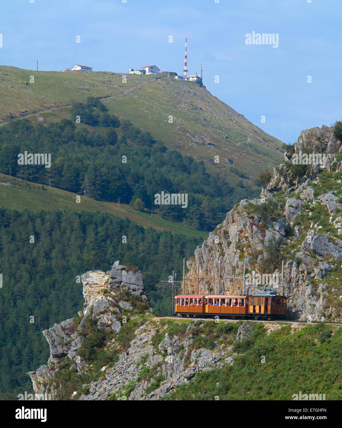 Lastzug der Mount Larrun Euskadi, Frankreich Stockfoto