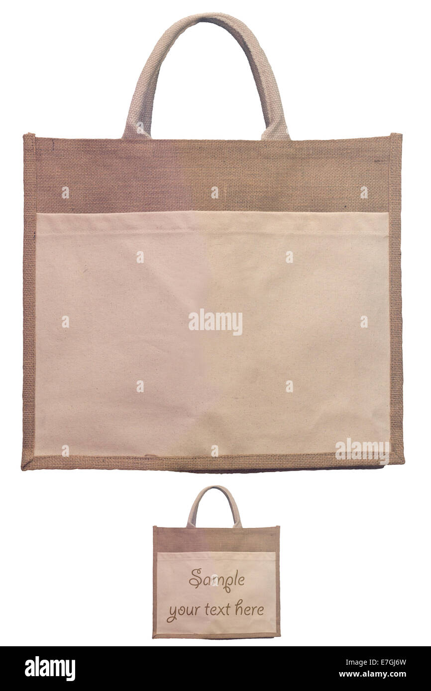 Juta gemacht Umwelt-freundliche Einkaufstasche mit Beschneidungspfad sowie Platz für eigenen text Stockfoto