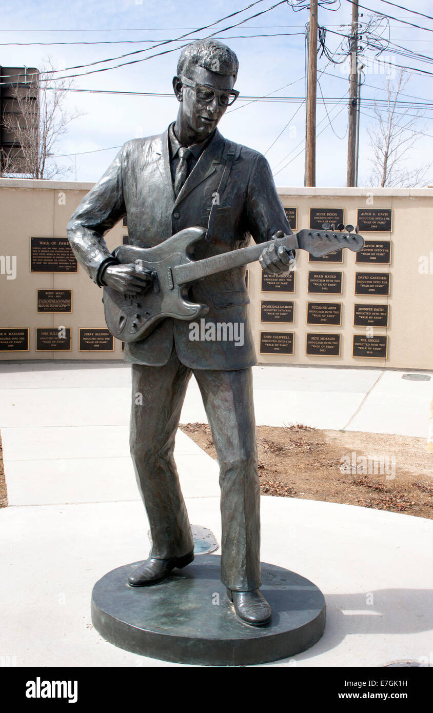 Buddy-Holly-Statue in Lubbock, Texas Stockfoto