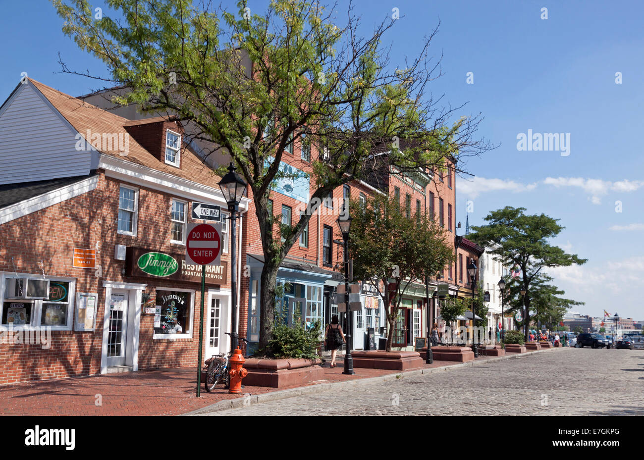 Fells Point, South Broadway in Baltimore, Maryland. Stockfoto