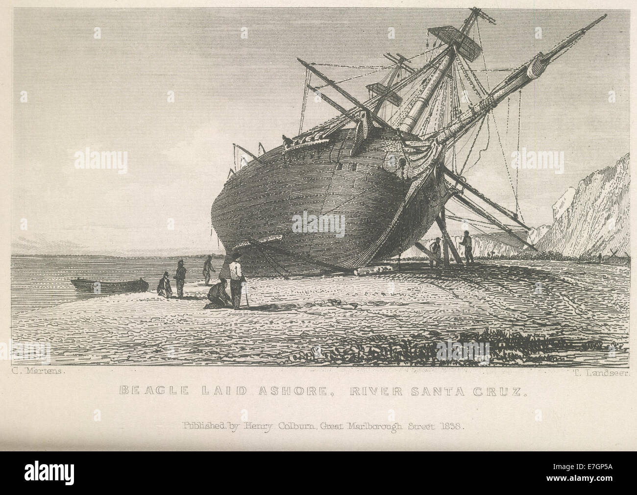 Beagle legte an Land - Erzählung der Vermessung Entdeckungsreisen HMS Adventure und Beagle (1839), gegenüber 334 - BL Stockfoto