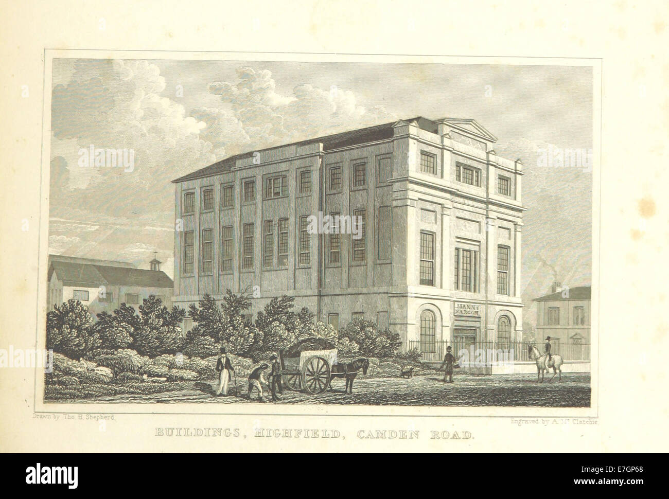 Gebäude, Highfield, Camden Road - Schäfer, Metropolitan Verbesserungen (1828), p299 Stockfoto