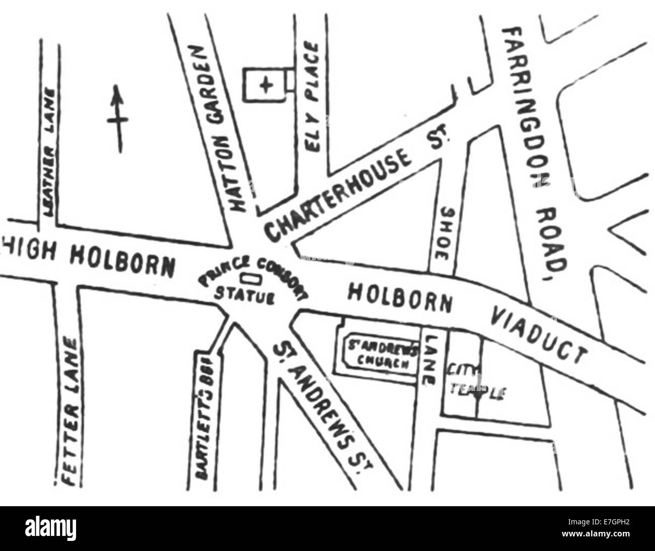 District(1888) p091 - Holborn Circus (Karte) Stockfoto