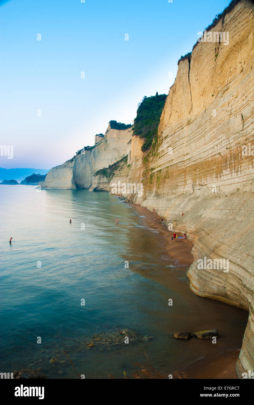 Loggas - Peroulades Strand - Sunset Beach, Korfu, Griechenland Stockfoto