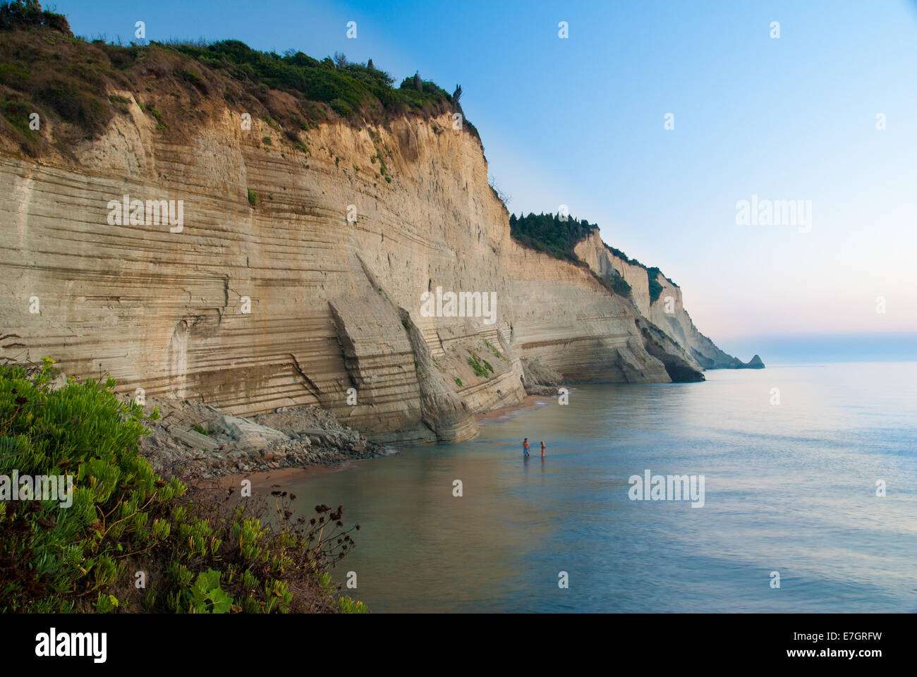 Loggas - Peroulades Strand - Sunset Beach, Korfu, Griechenland Stockfoto