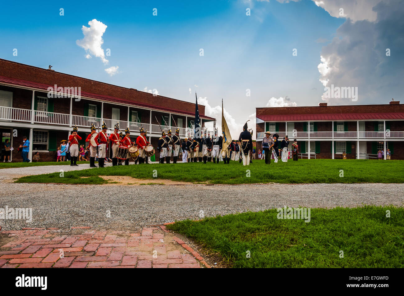 Reenactment an einem Sommertag am Fort McHenry in Baltimore, Maryland. Stockfoto