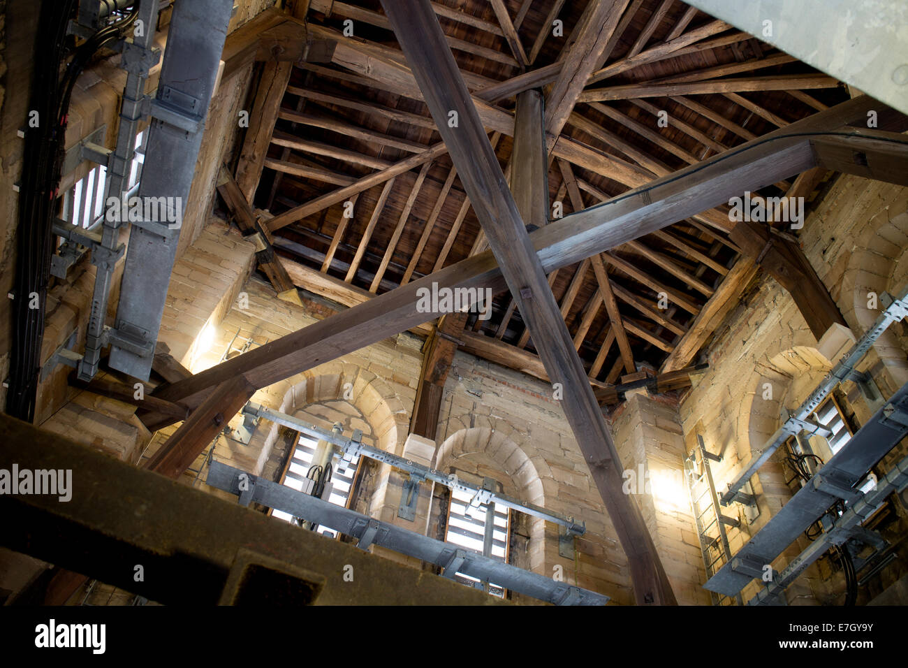 Die Glocke-Kammer mit Handy-Geräte, Marienkirche, Warwick, Warwickshire, England, UK Stockfoto