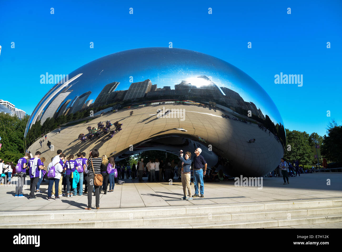 Millennium Park, Chicago. Cloud Gate ist auch bekannt als die Bohne eine der Hauptattraktionen des parks Stockfoto