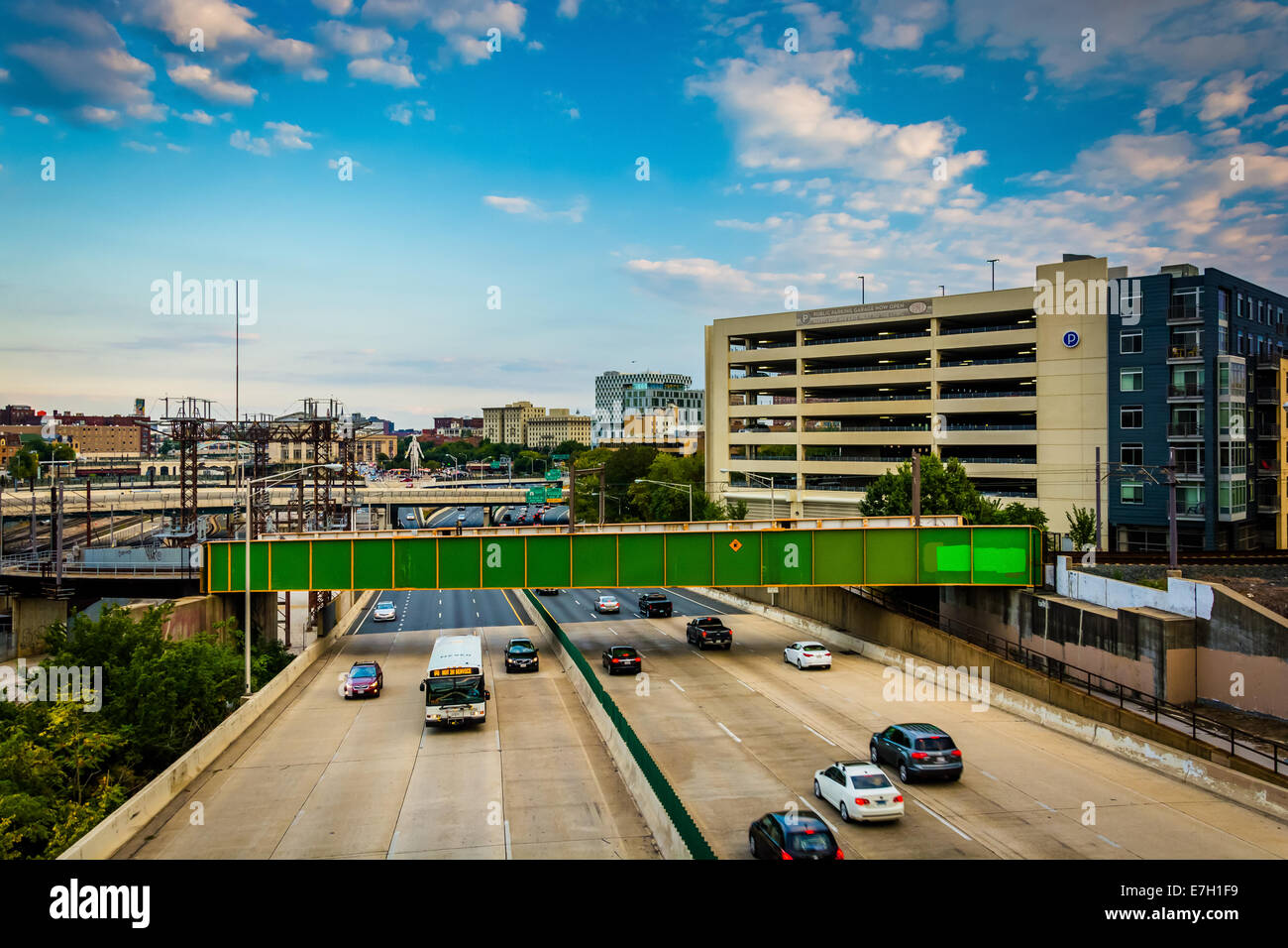 Blick von der Jones fällt Expressway in Baltimore, Maryland. Stockfoto