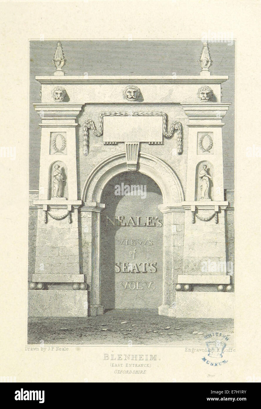 Illustration aus „Ansichten der Sitze von Adligen und Gentlemen“, die Architektur und Ländereien prominenter Familien in England, Wales, Schottland und Irland zeigt. Stockfoto