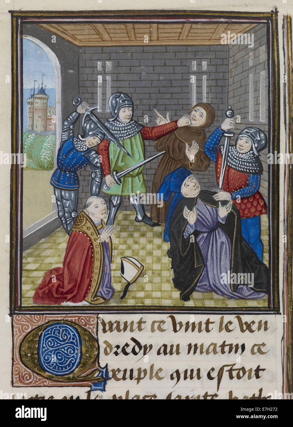 Mord an Simon Sudbury - Froissart, Chroniques de France et d ' Angleterre, Buch II (c.1460-1480), f.172 - BL Royal MS 18 E ich Stockfoto