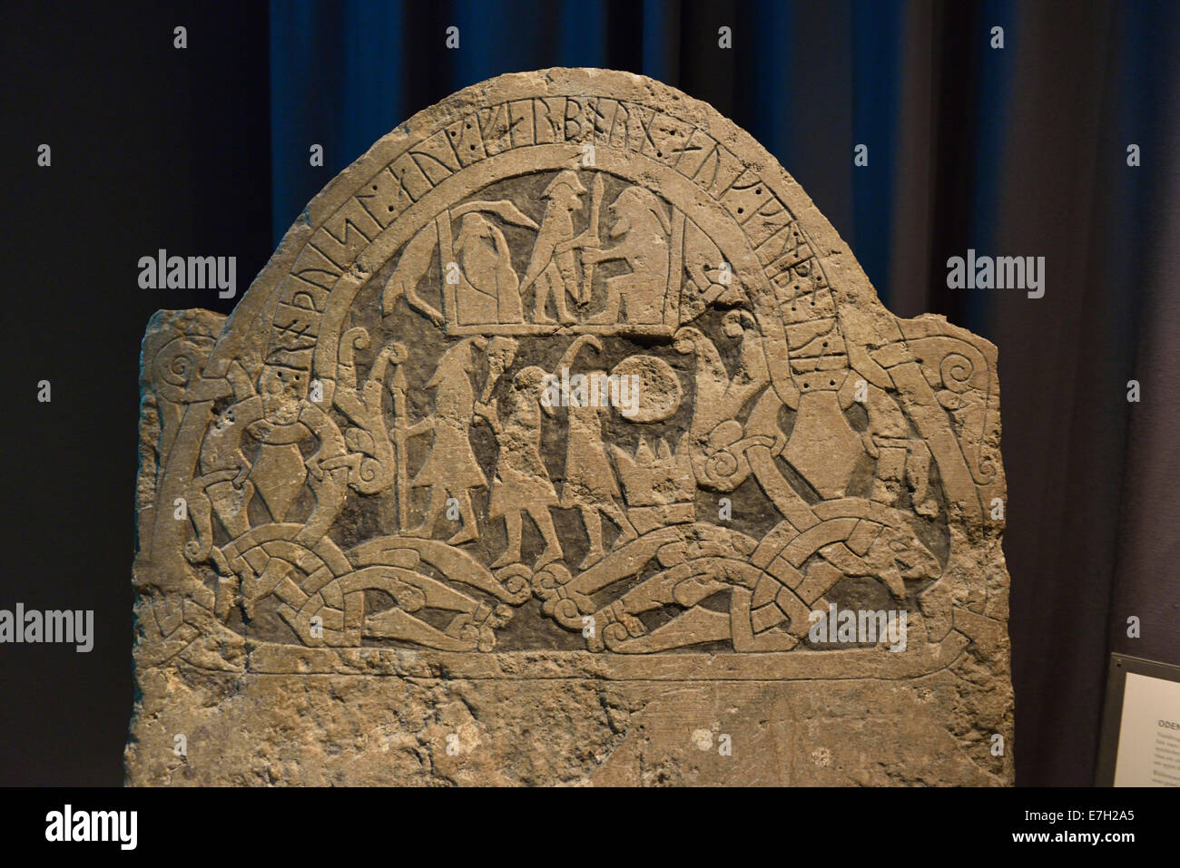 Bild Stein mit Odin, Thor und Freyr, schwedische Geschichte Museum, Stockholm, Schweden-140809 61807 Stockfoto