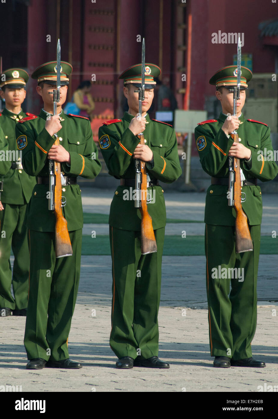 Chinesische Soldaten auf der Parade am Tiananmen-Platz, Beijing Stockfoto
