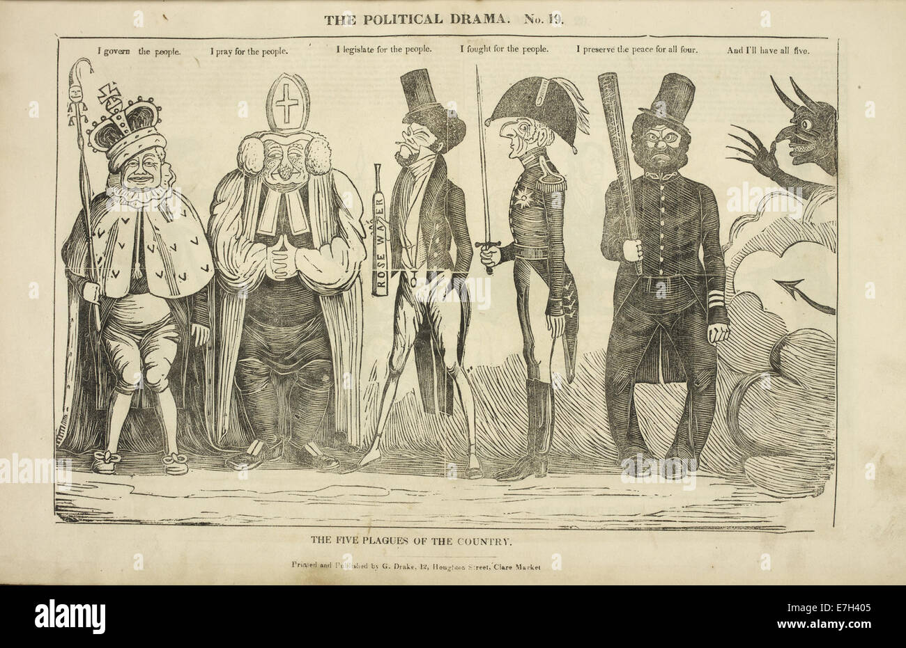 Die fünf Plagen des Landes - Grant-Polit-Drama (1834-1835), Nr. 19 - BL Stockfoto