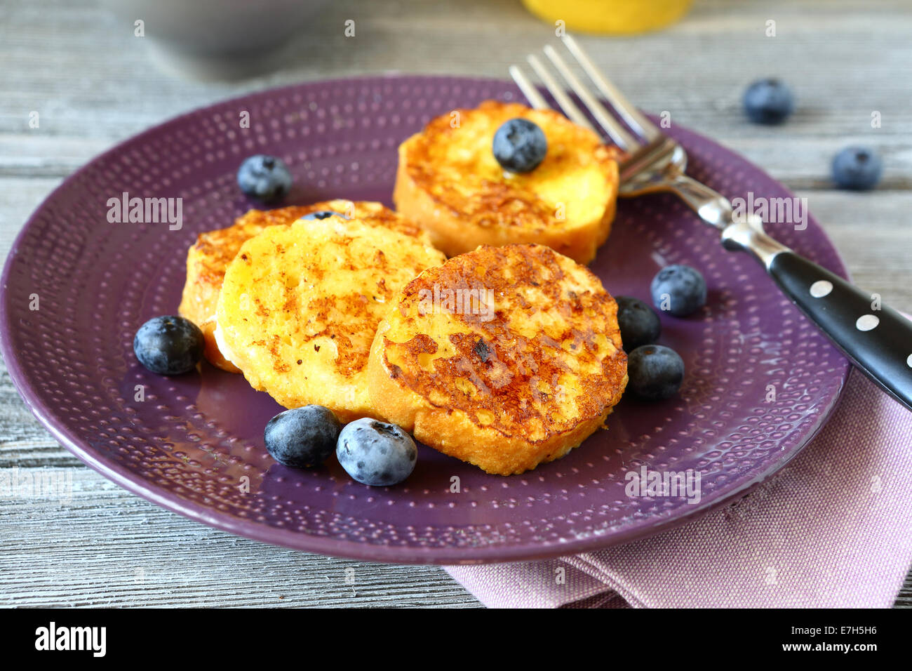 French Toast auf einem Teller Essen Nahaufnahme Stockfoto