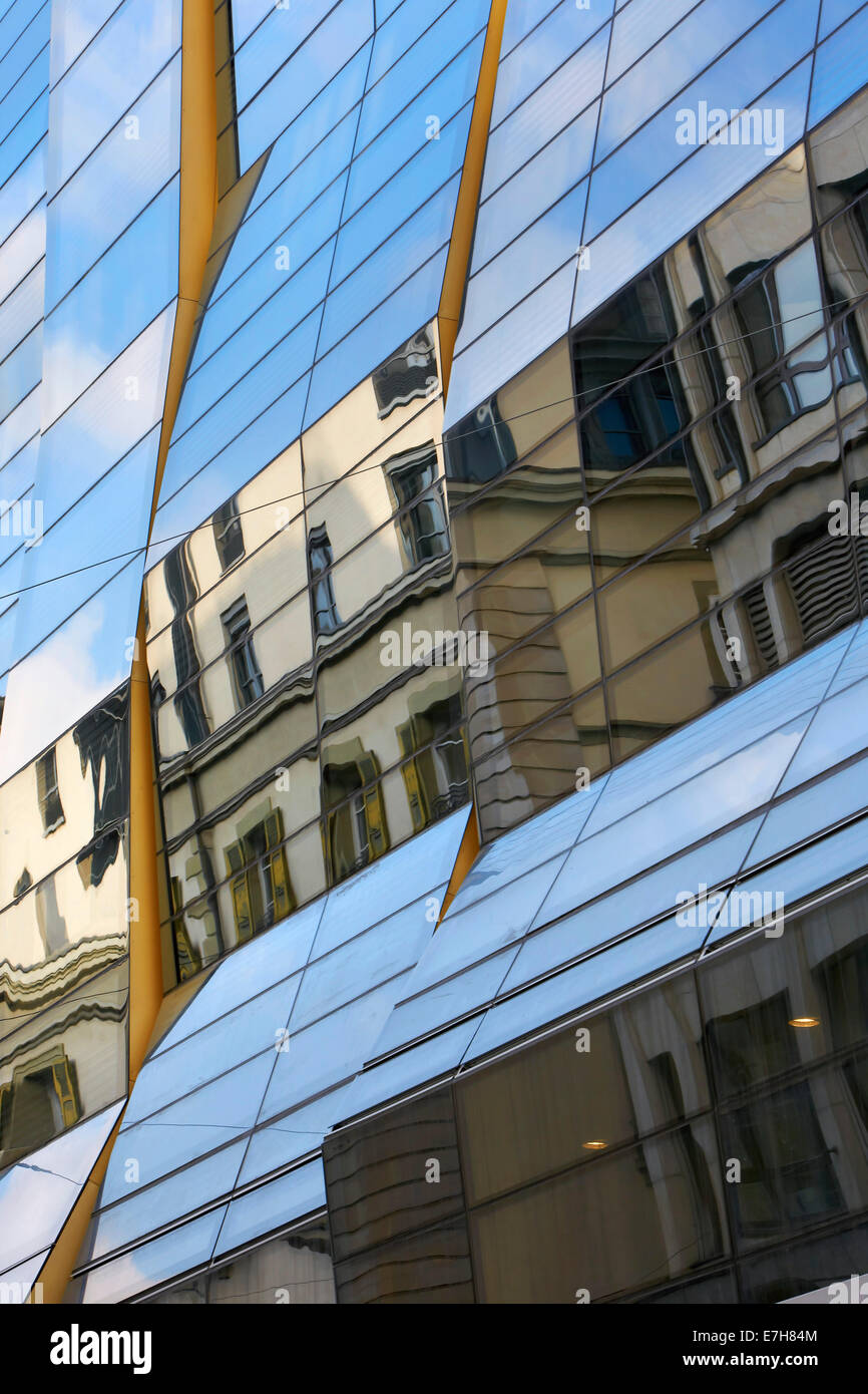 42 rue du Rhône in Genf, Schweiz. Architekt: Sheppard Robson, 2012. Stockfoto