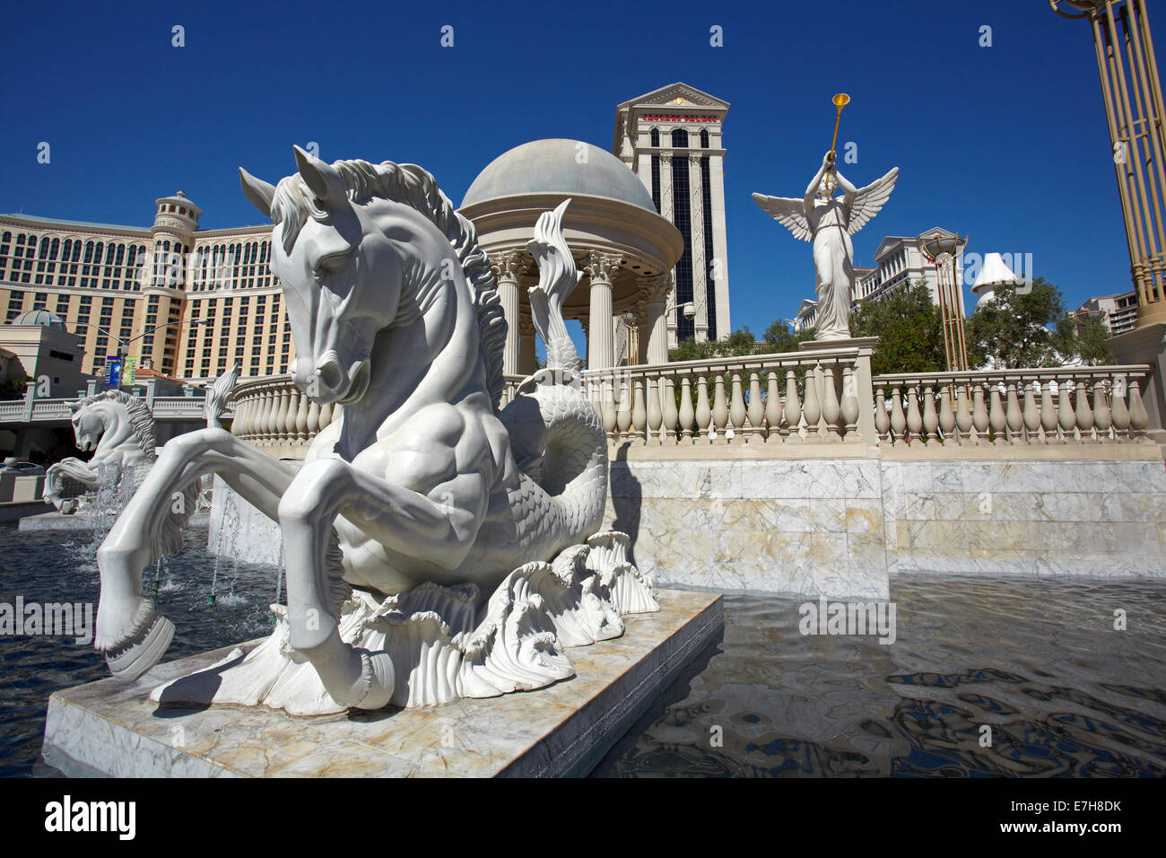 HIPPOCAMP Statue, The Fountains, Caesars Palace Hotel und Casino, Las Vegas, Nevada, USA Stockfoto