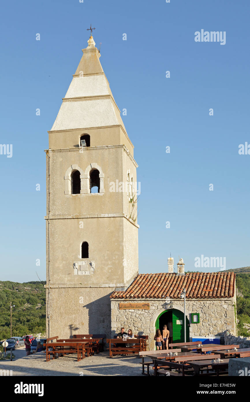 Restaurant [ehemalige Kirche], Lubenice, Insel Cres, Kvarner Bucht, Kroatien Stockfoto