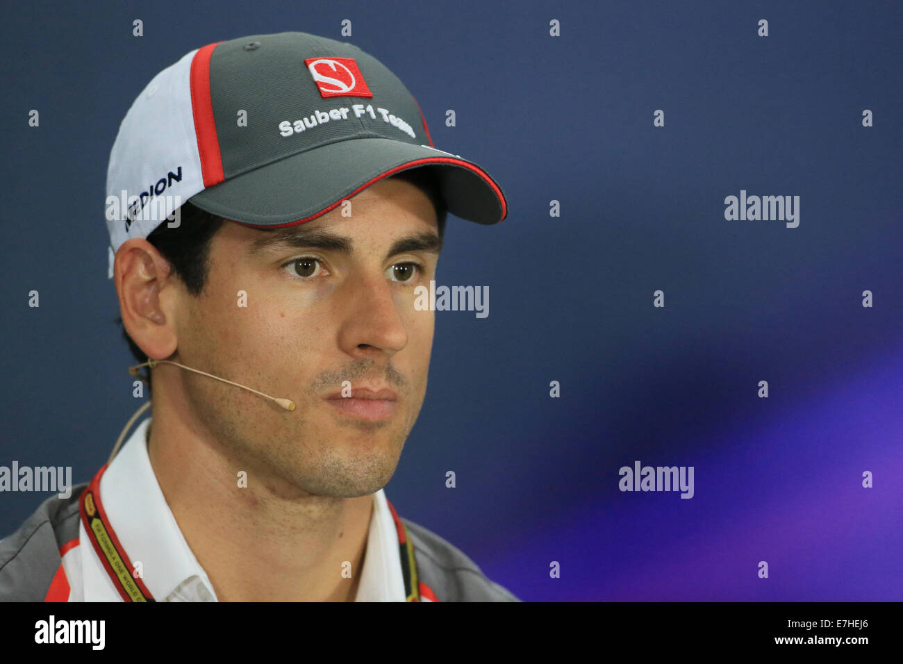 Marina Bay, Singapur. 18. September 2014.  Formel 1 Grand Prix Singapur. Anreisetag und Pressekonferenz. Adrian Sutil aus Sauber F1 Team während donnerstags Fahrer Pressekonferenz Credit: Action Plus Sport/Alamy Live News Stockfoto