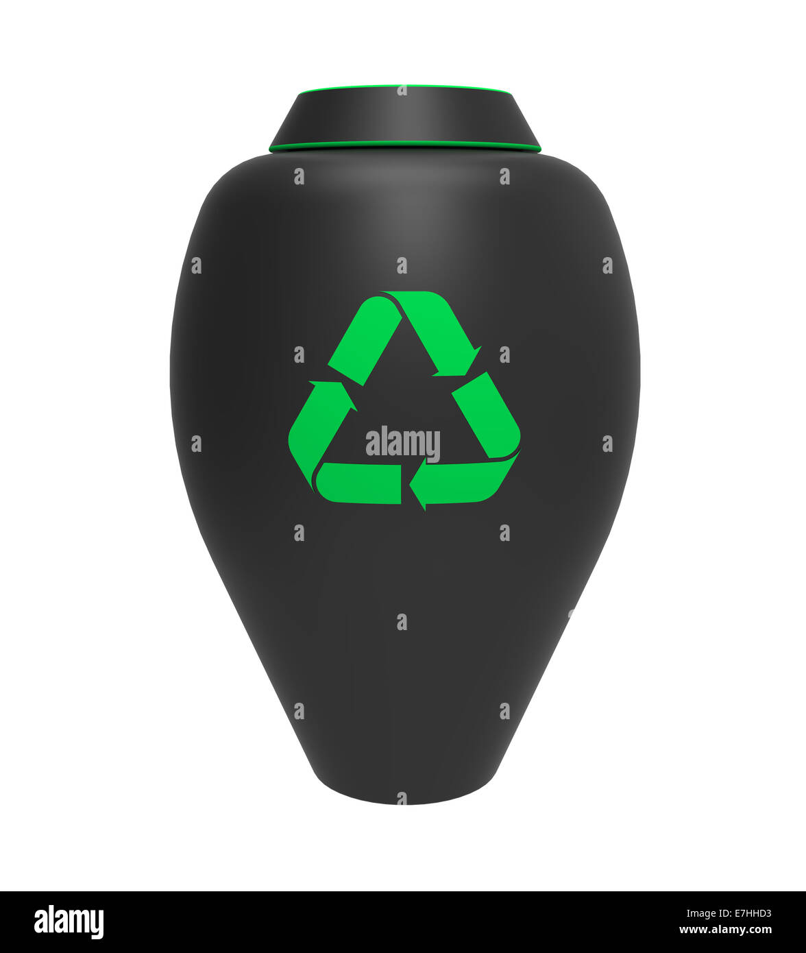 Feuerbestattung Urn mit recycling-Symbol, 3d Rendern, isoliert auf weiss Stockfoto
