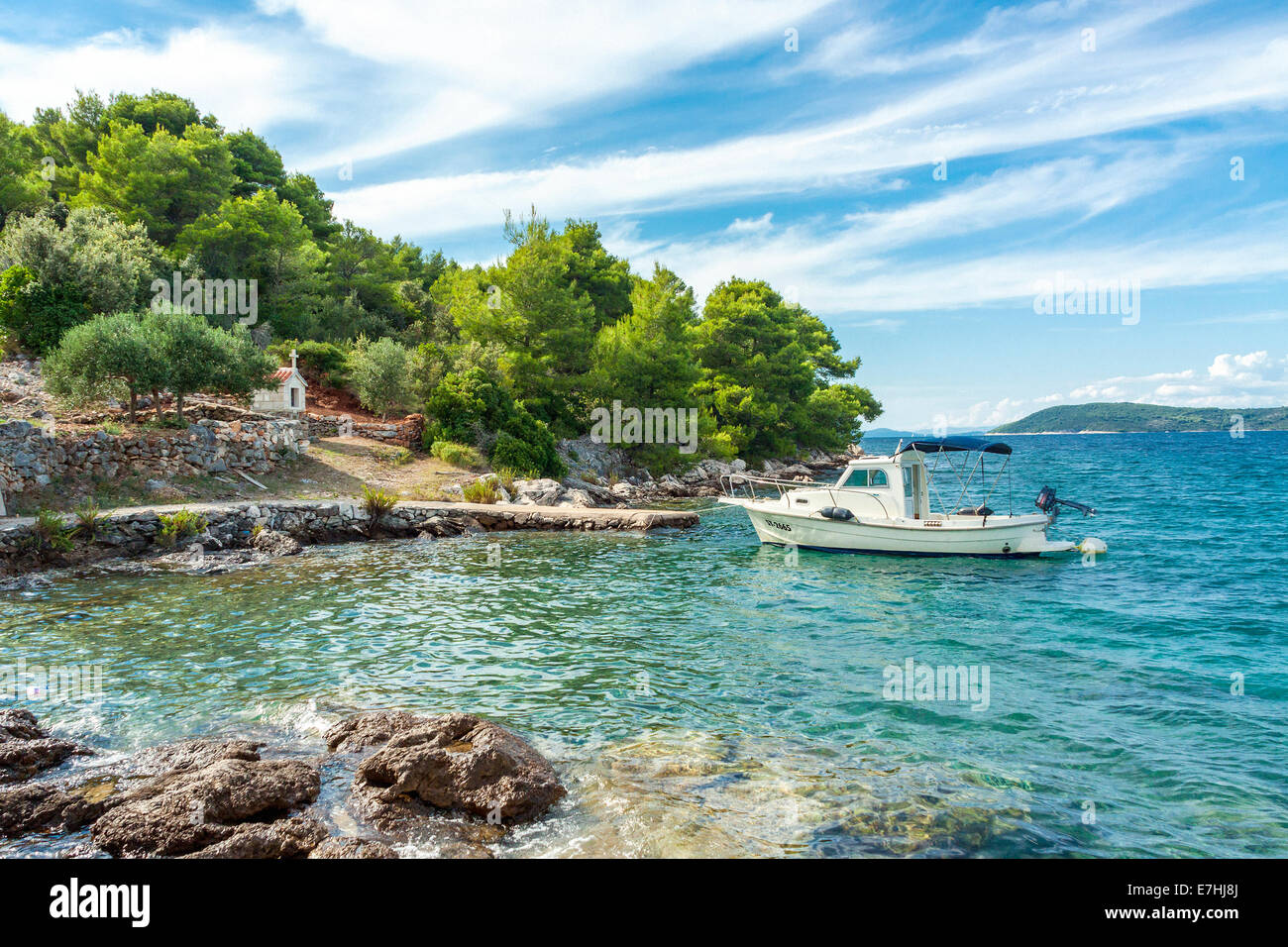 Kleine Bucht in Bucht von Stari Grad, Insel Hvar, Kroatien Stockfoto