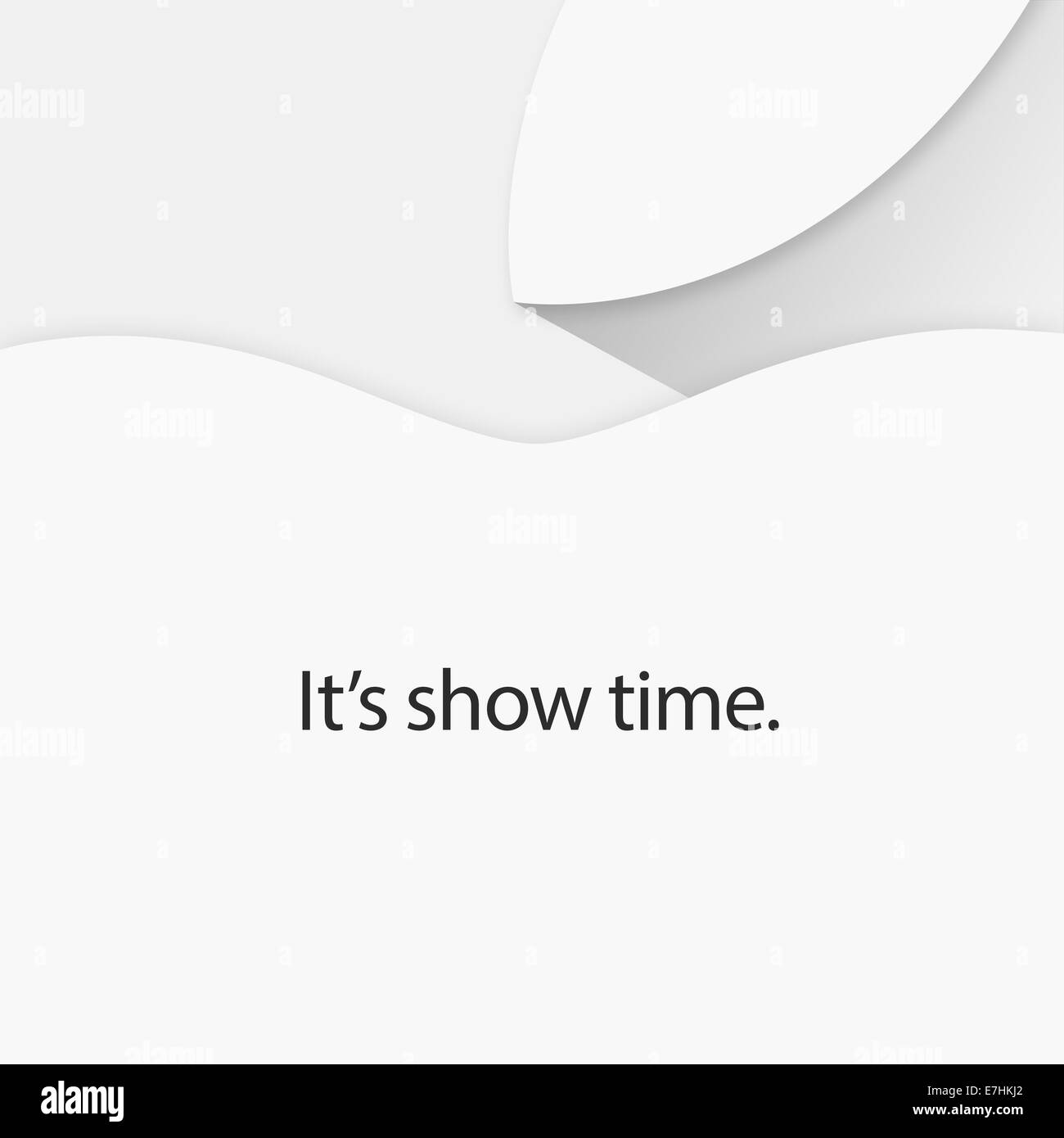 Es ist Showtime, Text vor weißem Hintergrund, Apple-Logo. Stockfoto