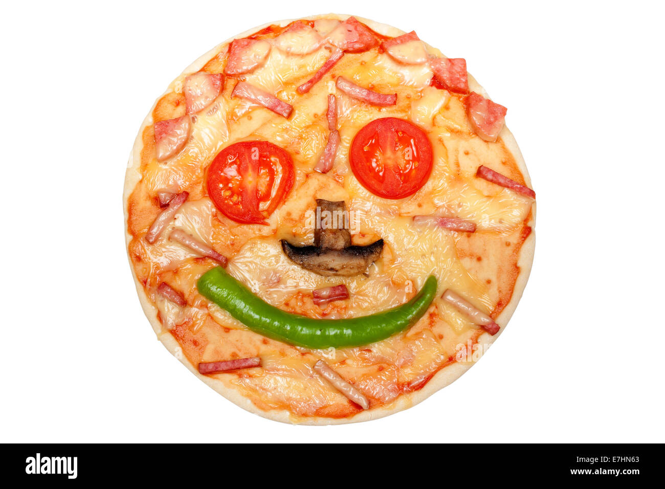 Leckere italienische Pizza isoliert auf weißem Hintergrund mit Beschneidungspfad Stockfoto
