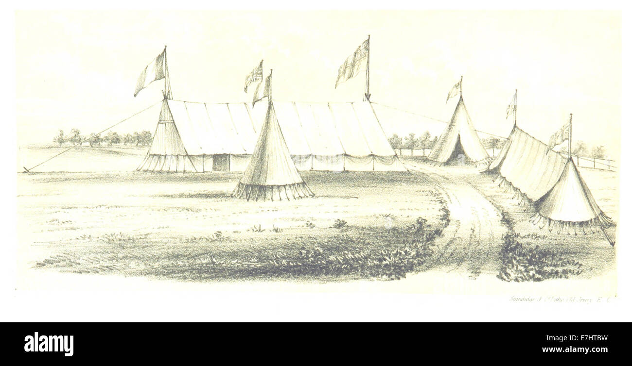 Seite 305 der Ausgabe von Chimmo aus dem Jahr 1860 zeigt eine Illustration eines Lagers in Guayamas im Golf von Kalifornien. Stockfoto