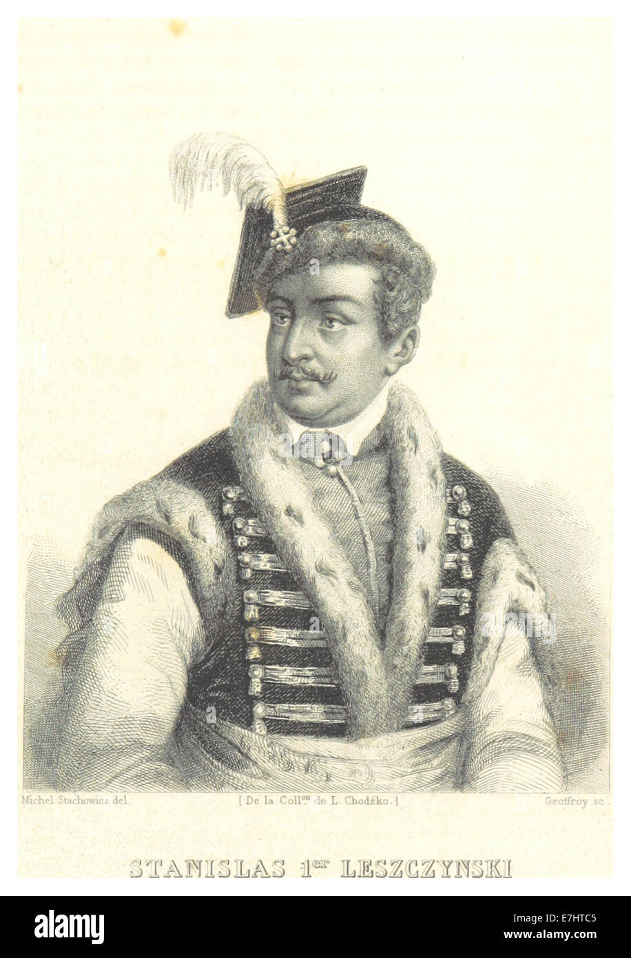 Eine Karte und Illustration von *Chodzko* aus dem Jahr 1839, die Stanislaus i Leszczynski, König von Polen, darstellt. Das Werk enthält eine detaillierte visuelle Darstellung des Königs und seiner Herrschaft sowie Begleittexte. Stockfoto Eine Karte und Illustration von *Chodzko* aus dem Jahr 1839, die Stanislaus i Leszczynski, König von Polen, darstellt. Das Werk enthält eine detaillierte visuelle Darstellung des Königs und seiner Herrschaft sowie Begleittexte. Stockfoto