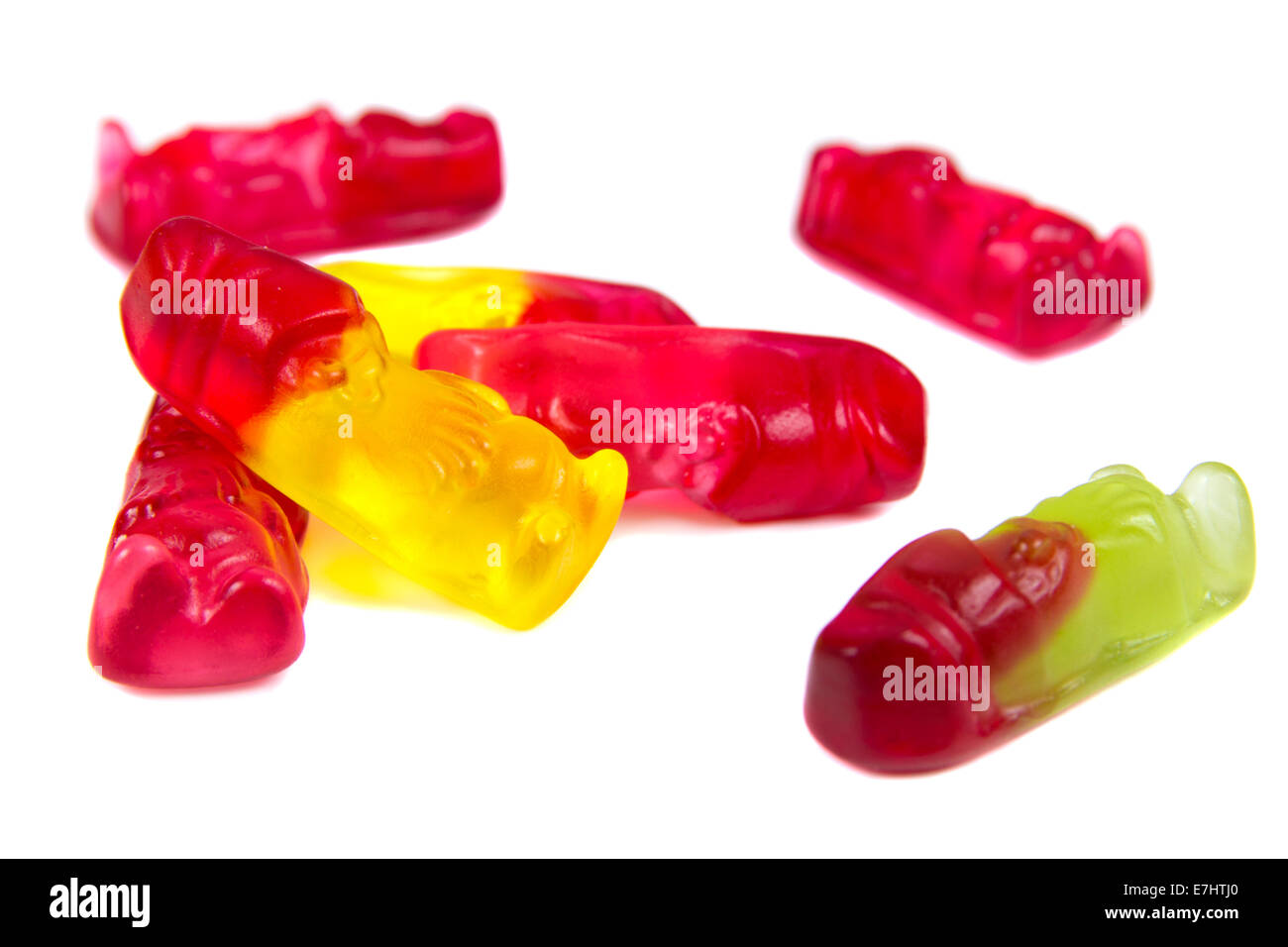 Bunte Gelees isoliert auf weißem Hintergrund Stockfoto