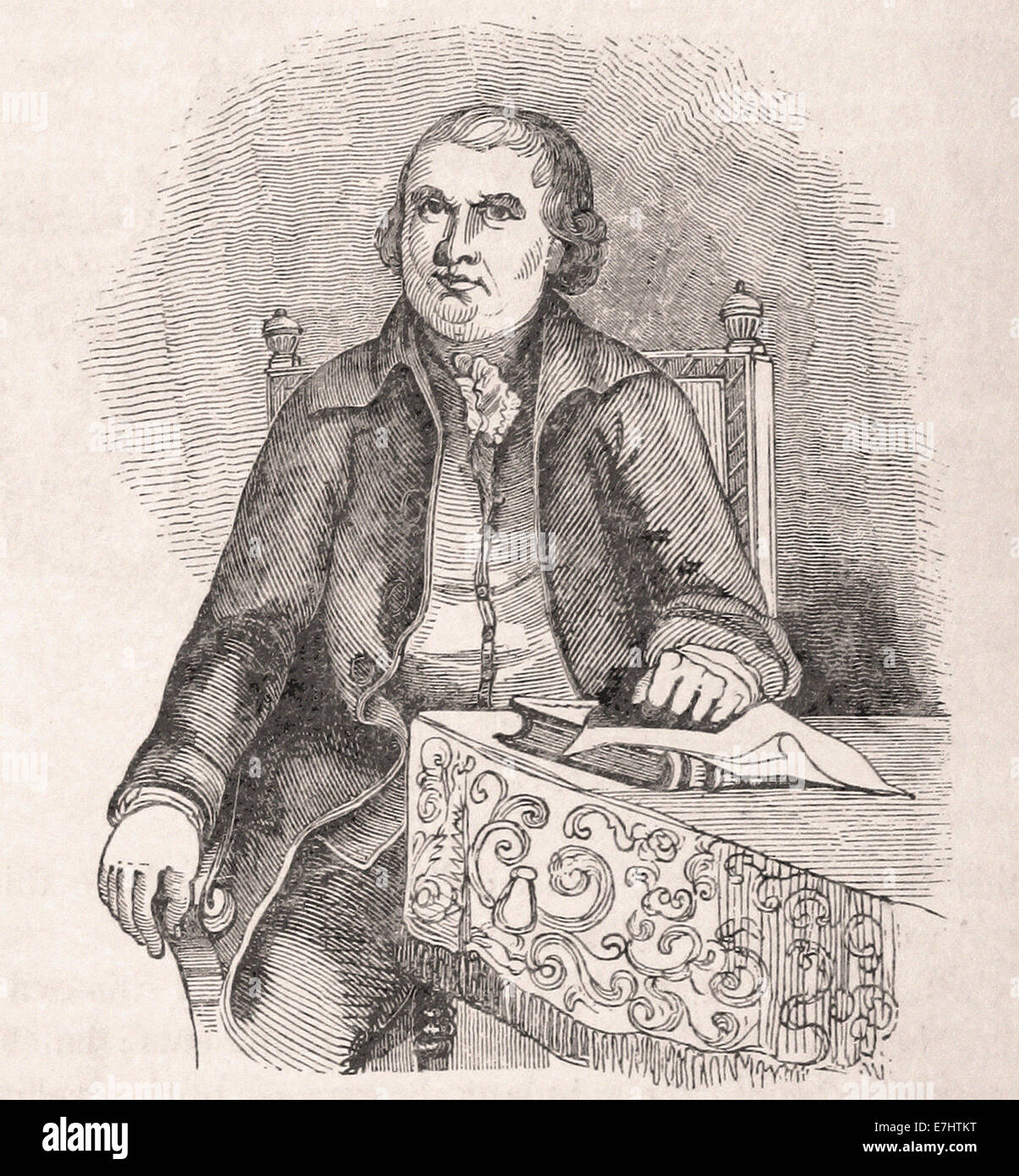 Porträt von Robert Morris - Gravur - XIX. Jahrhundert Stockfoto